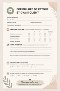 Formulaire de feedback client en B2B pour recueillir des avis