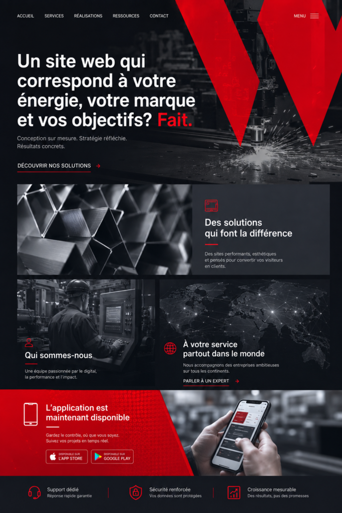 Image d'un site web moderne reflétant une marque professionnelle