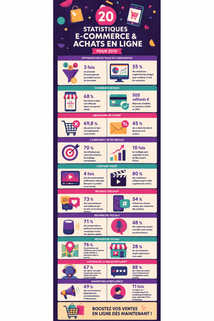 Infographie présentant des statistiques e-commerce de 2023