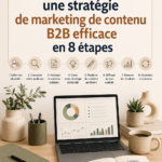 Stratégie de marketing de contenu B2B illustrée par des graphiques et des notes.