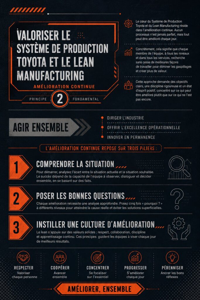Visuel montrant une équipe de travail engagée dans la mise en œuvre du lean manufacturing