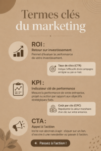 Visuel illustrant les termes du marketing B2B avec des mots clés en avant-plan.
