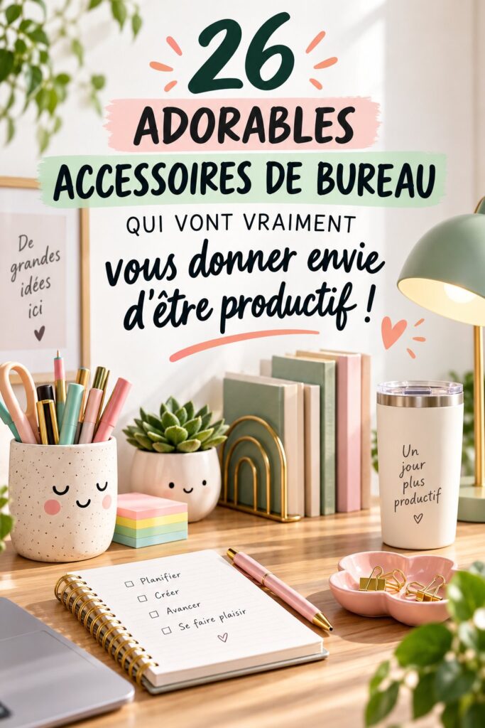 Un bureau bien organisé avec des accessoires colorés et inspirants pour augmenter la productivité.