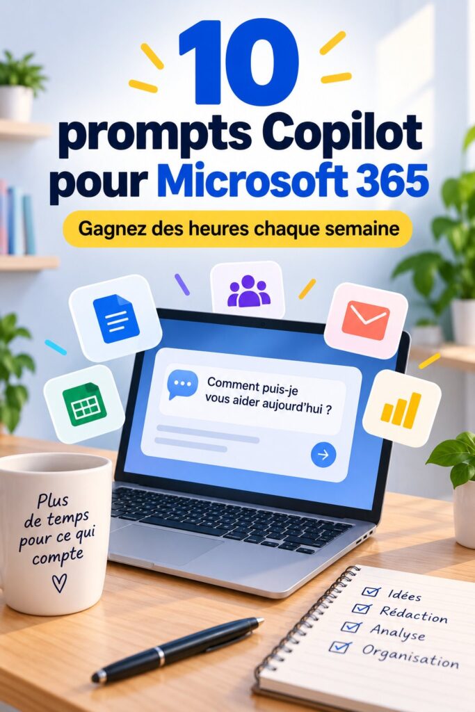 Capture d'écran de Microsoft 365 Copilot en utilisation avec des astuces pratiques pour les professionnels