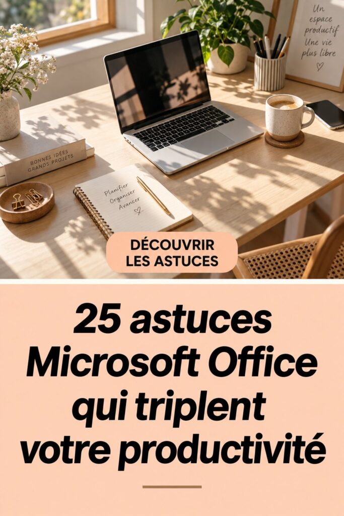 Capture d'écran d'une interface Microsoft Office montrant des astuces de productivité