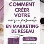 Femme travaillant sur sa marque personnelle en marketing de réseau, entourée d'éléments inspirants et professionnels.