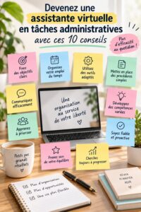 Femme au bureau travaillant sur son ordinateur portable en tant qu'assistante virtuelle.