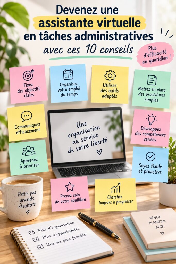 Femme au bureau travaillant sur son ordinateur portable en tant qu'assistante virtuelle.