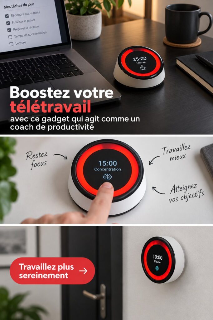 Image d'un bureau organisés avec un gadget de productivité pour le télétravail.