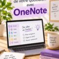 Capture d'écran de l'interface OneNote avec des tâches et projets organisés.