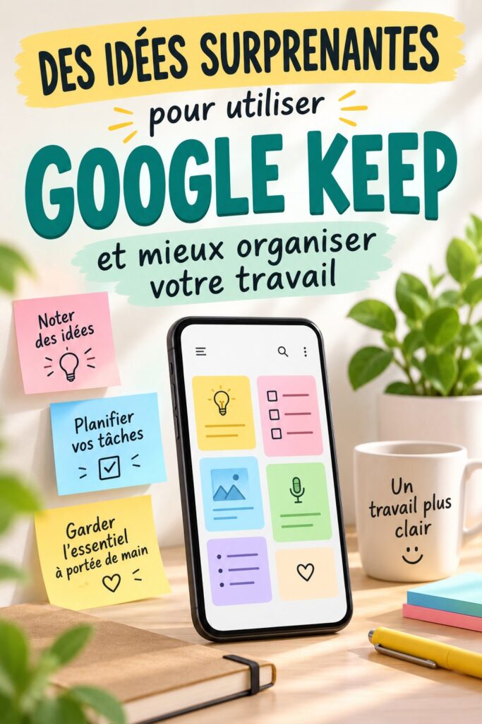 Capture d'écran de l'interface de Google Keep, montrant une liste de tâches organisée