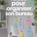 Un bureau moderne et bien organisé avec des accessoires pratiques.