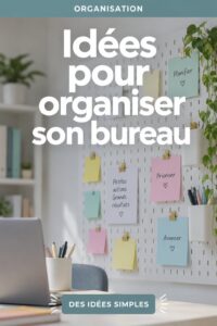 Un bureau moderne et bien organisé avec des accessoires pratiques.