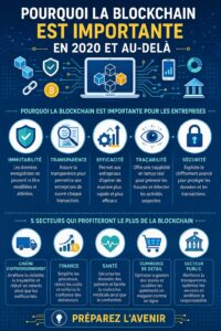 Illustration d'une blockchain symbolisant la technologie et le marketing B2B.