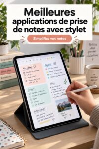 Applications de prise de notes avec stylet sur une tablette
