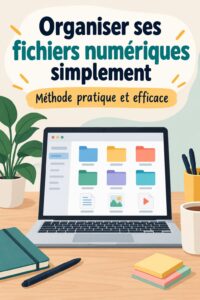 Aperçu de la méthode PIES pour l'organisation numérique. Illustration de documents bien organisés.