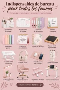 Bureau féminin organisé avec accessoires pratiques sur Amazon