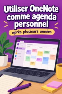 Une femme utilisant OneNote pour organiser son planning professionnel.