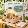 Un bureau bien organisé avec des éléments apaisants et inspirants.