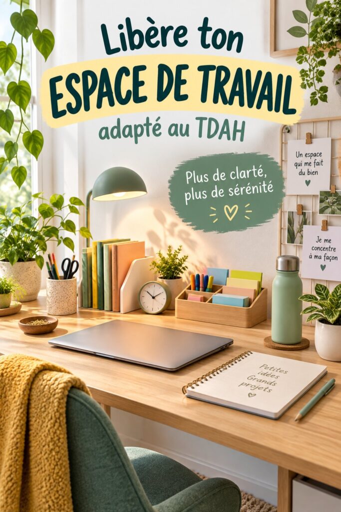 Un bureau bien organisé avec des éléments apaisants et inspirants.