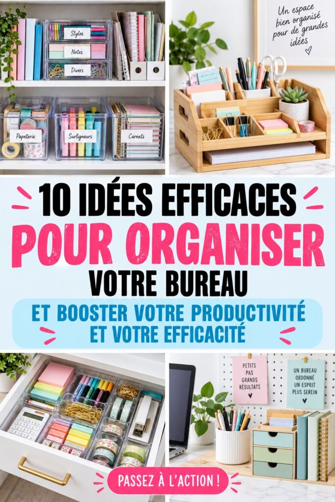 Bureau bien organisé avec des fournitures de bureau et un ordinateur sur un bureau en bois