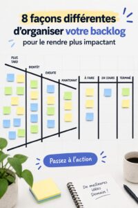 Visuel d'une professionnelle en réunion d'équipe pour organiser son backlog marketing