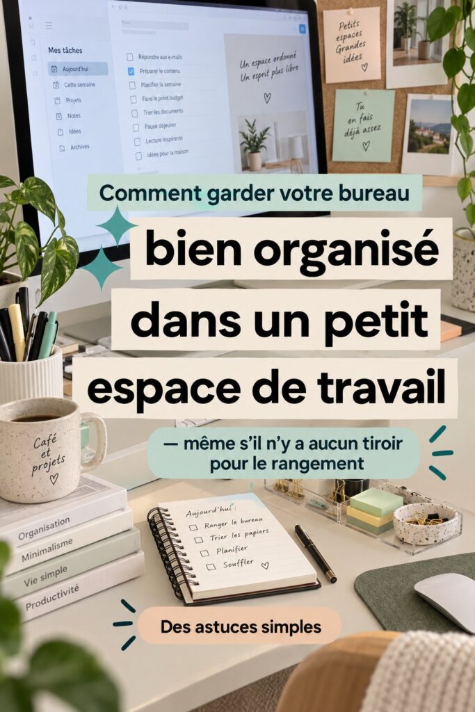 Bureau bien organisé et fonctionnel dans un petit espace de travail.