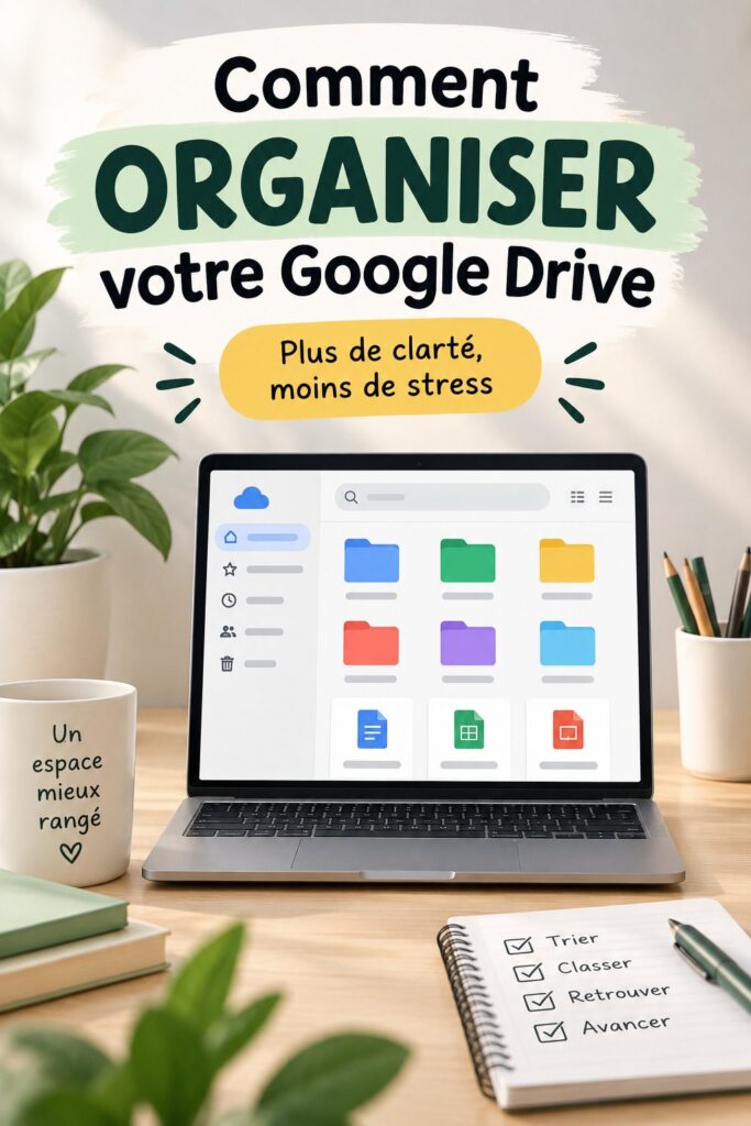 Capture d'écran de l'interface Google Drive montrant un espace de travail organisé.