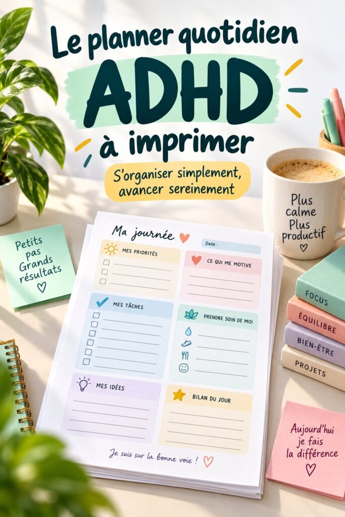 Femme souriante utilisant un planificateur quotidien pour s'organiser.