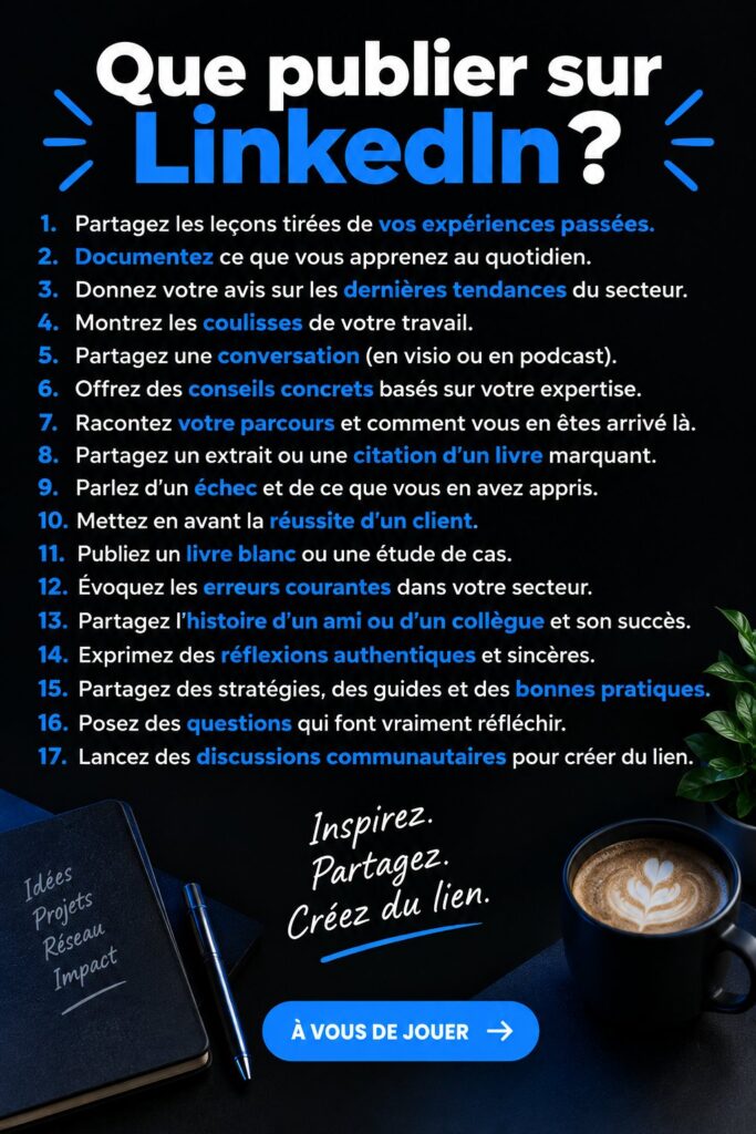 Femme professionnelle partageant du contenu engageant sur LinkedIn.