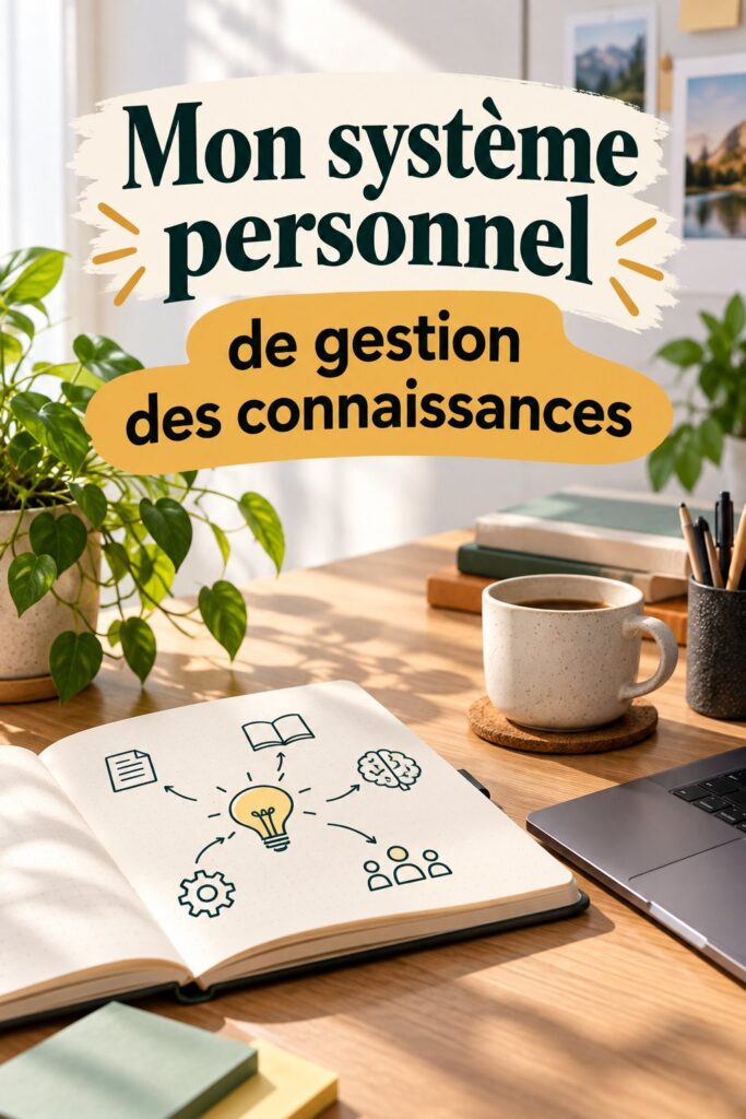 Femme utilisant un ordinateur pour gérer ses connaissances de manière organisée.