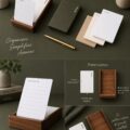 Système de productivité illustré avec des outils d'organisation et des feuilles de travail.