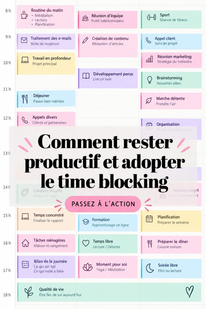 Femme professionnelle utilisant un agenda pour son time blocking