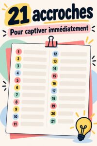 Une femme d'affaires souriante en train de rédiger des accroches marketing efficaces.