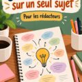 Un bureau avec des notes et des idées d'écriture sur un même sujet, illustrant le processus créatif en B2B.