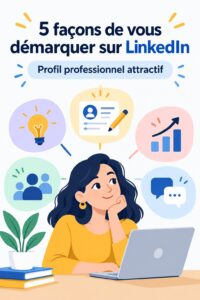 Femme professionnelle travaillant sur son profil LinkedIn.