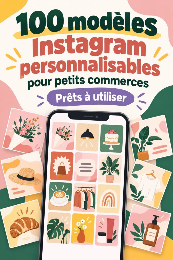 Femme travaillant sur des modèles Instagram pour son entreprise.