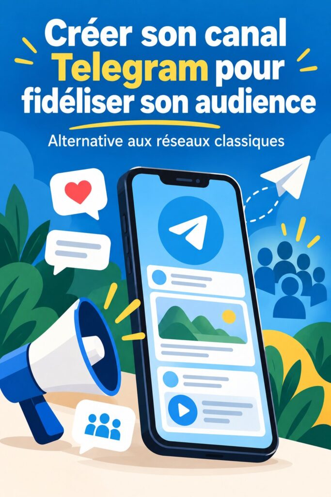 Une femme d'affaires créant un canal Telegram pour sa marque