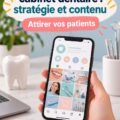 Un dentiste souriant prenant une photo pour son compte Instagram, mettant en avant son cabinet dentaire.