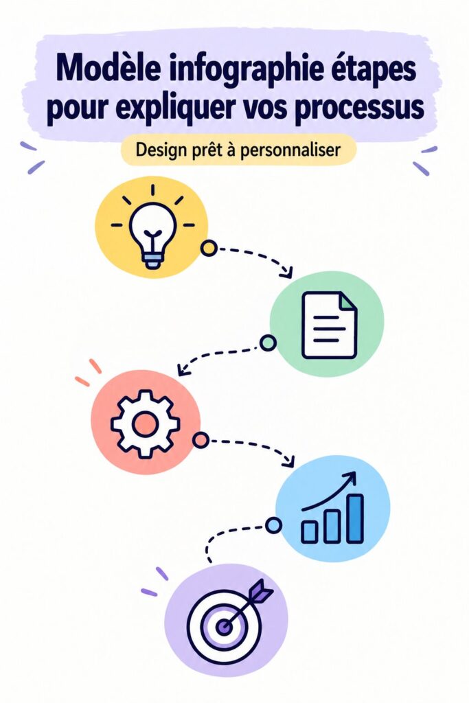 Un modèle d'infographie de processus professionnel illustrant des étapes claires et engageantes.