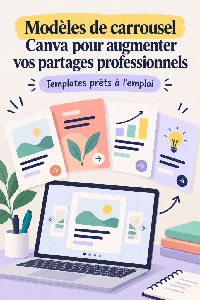Modèles de carrousel Canva illustrant des créations professionnelles