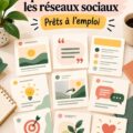 Un ordinateur avec des modèles de contenu pour coachs sur un fond lumineux.