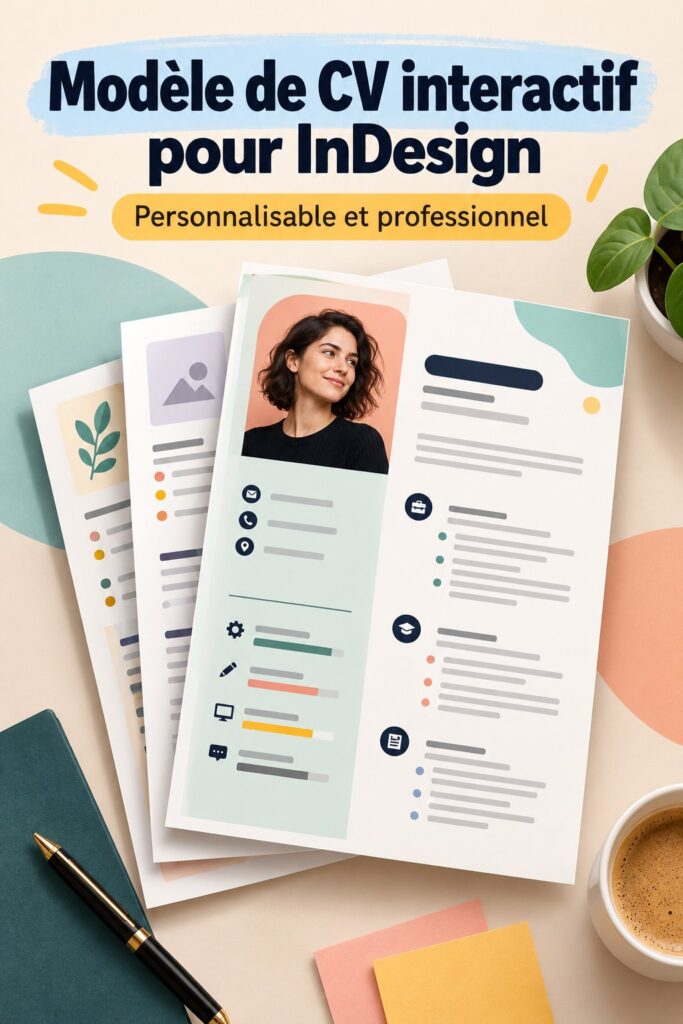 Modèle de CV interactif sur écran d'ordinateur avec design moderne.