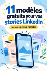 Des modèles gratuits de stories LinkedIn sur un ordinateur portable.