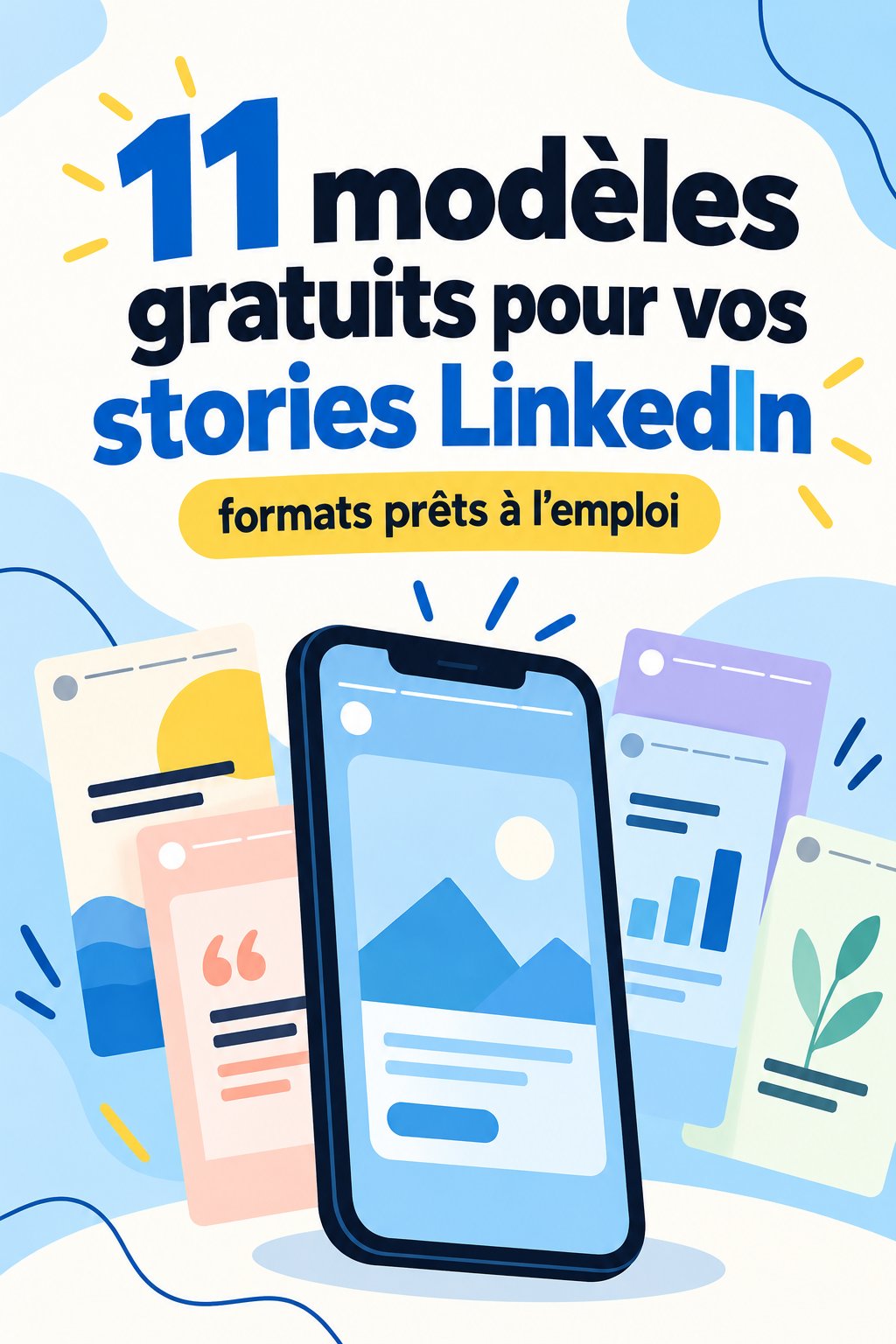Des modèles gratuits de stories LinkedIn sur un ordinateur portable.