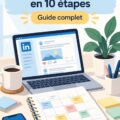 Femme professionnelle planifiant sa stratégie de publications LinkedIn sur un ordinateur