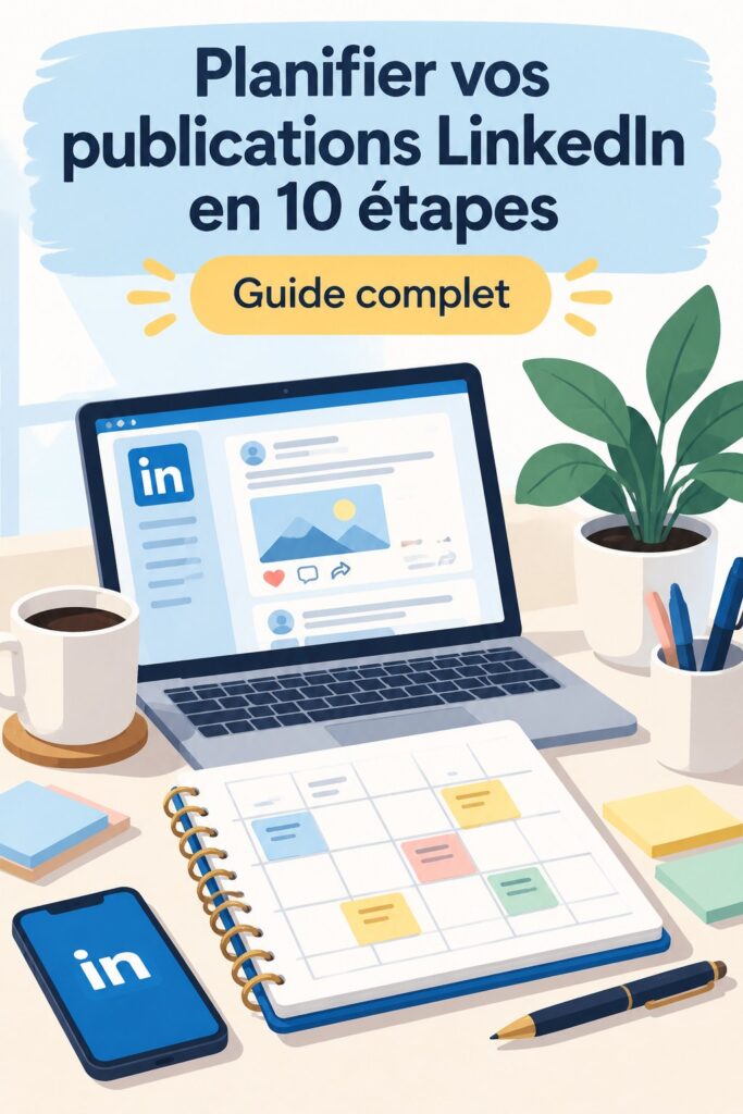 Femme professionnelle planifiant sa stratégie de publications LinkedIn sur un ordinateur