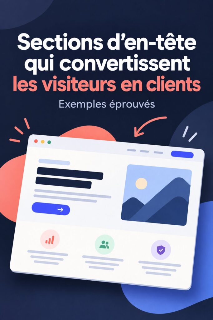 Exemple de section d'en-tête sur un site web professionnel.