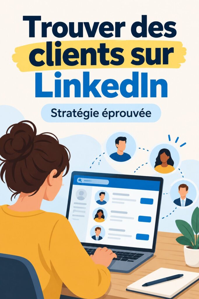 Une femme professionnelle connectant avec des clients sur LinkedIn